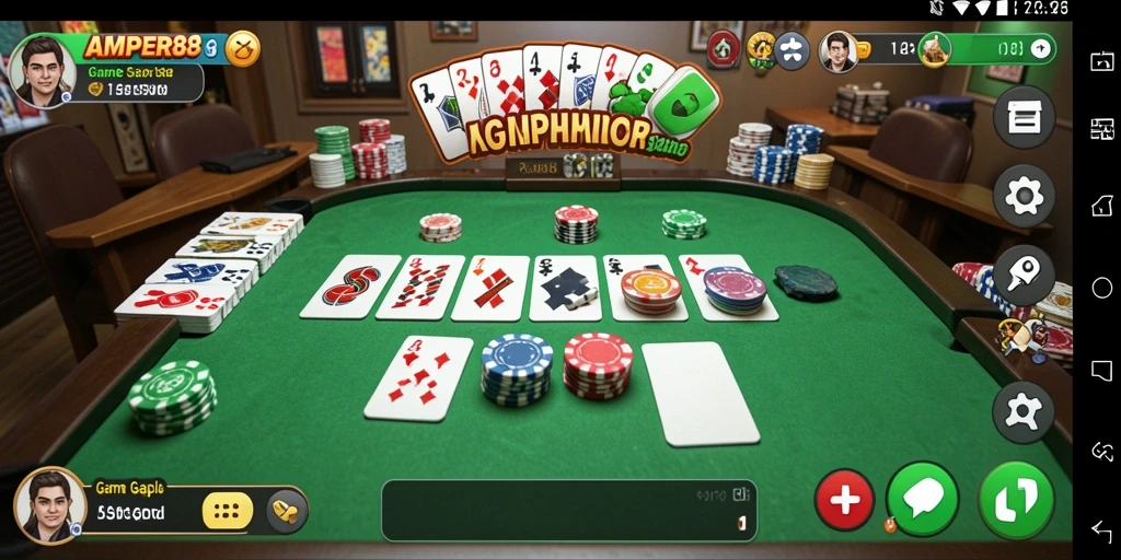 Tampilan gameplay Gaple yang seru di AMPER88.