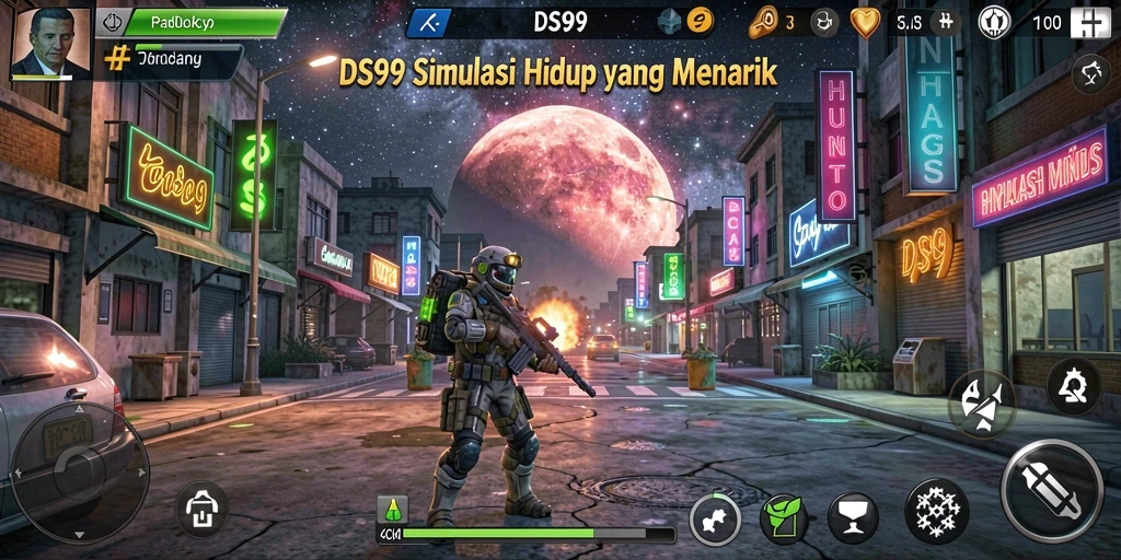 Gameplay DS99 yang menarik dalam dunia simulasi hidup.