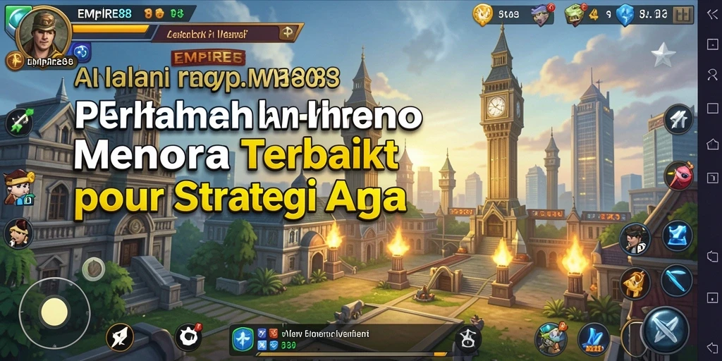 Screenshot gameplay <strong>EMPIRE88</strong> menampilkan menara yang bertahan dari gelombang monster.