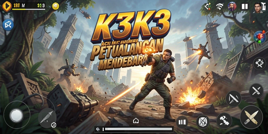 Screenshot menampilkan aksi seru dalam permainan K3K3.