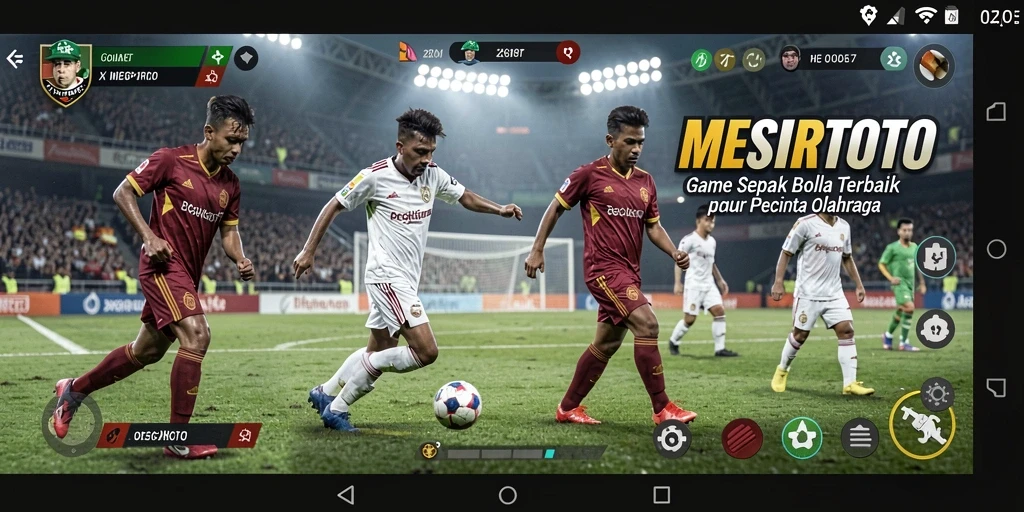 Screenshot tampilannya menggambarkan aksi pertandingan sepak bola yang seru.