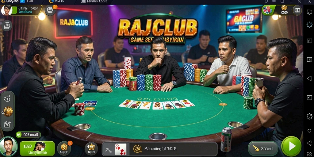 Screenshot gameplay RAJACLUB yang menampilkan keseruan bermain poker.