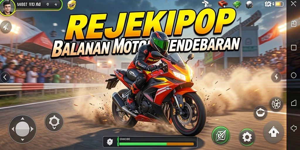Gameplay mendebarkan dalam REJEKIPOP balapan motor.