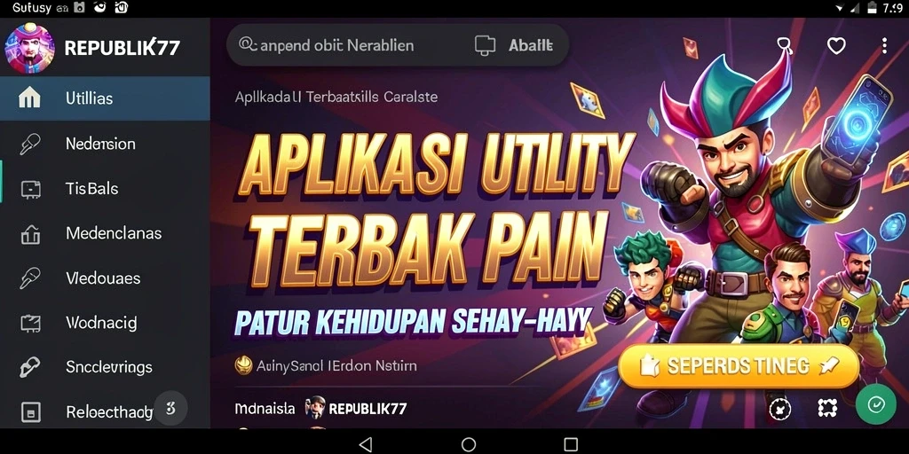Screenshot utama REPUBLIK77 menunjukkan antarmuka yang sederhana dan fungsional.